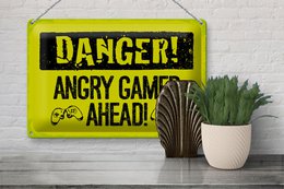 Panneau en étain disant 20x30 cm Danger Angry Gamer Ahead panneau décoratif