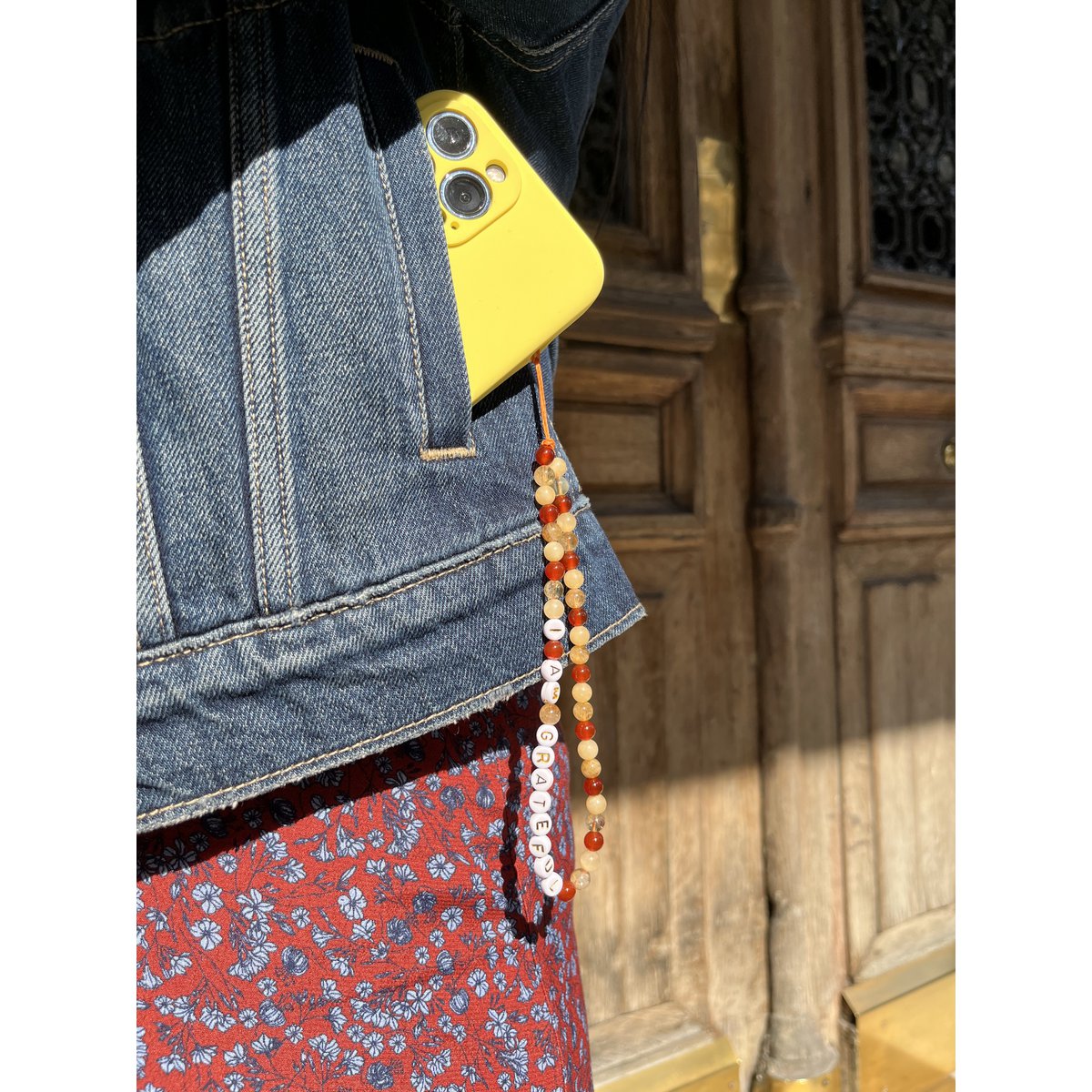 welovebloom Mantra Telefonschmuck - ICH BIN DANKBAR