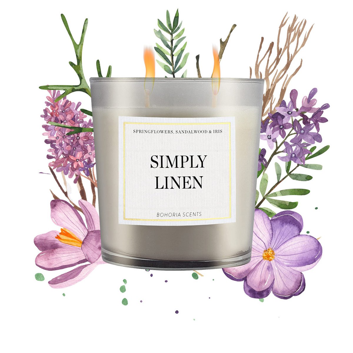 Simply Linen scented candle 230g – fresh laundry, natural wax, 50h