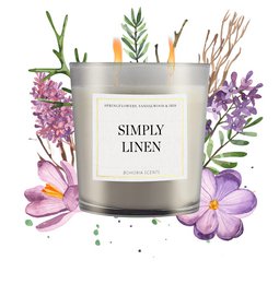 Simply Linen duftlys 230g – frisk vasketøj, naturlig voks, 50h
