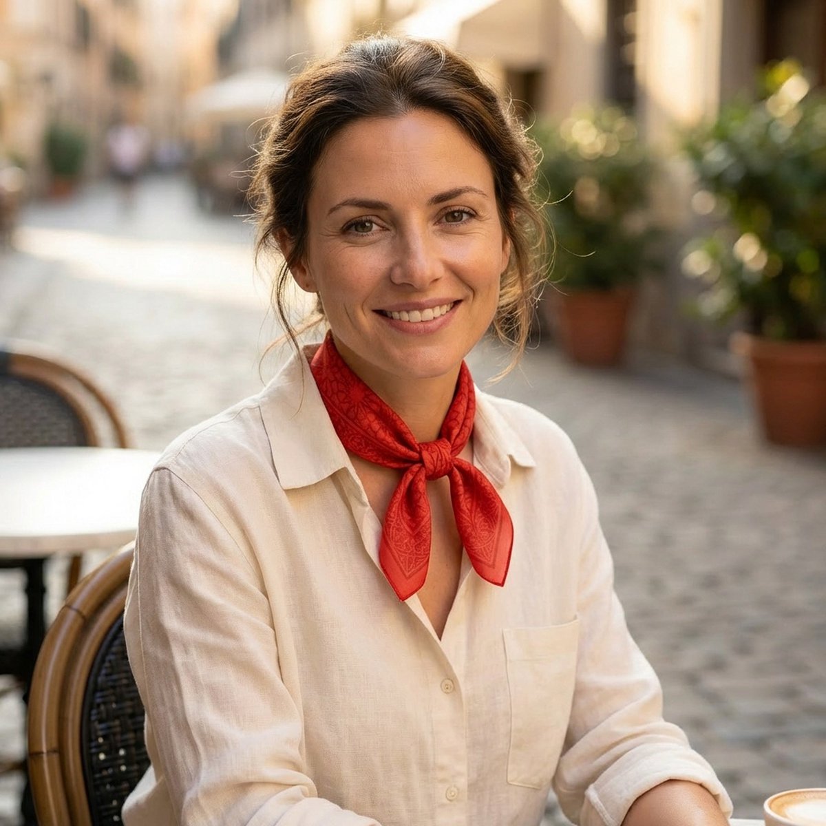 Red Square Scarf Dalila v2 - 100% Silk