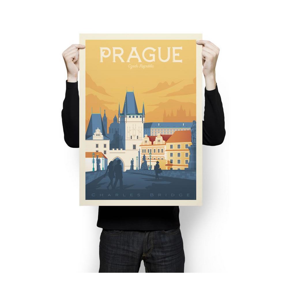 Affiche Prague Vintage | Poster Ville Prague République Tchèque