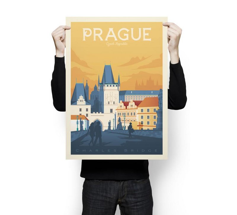 Affiche Prague Vintage | Poster Ville Prague République Tchèque