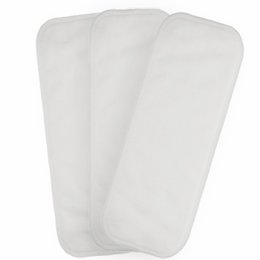 Three large, white microfiber pads for diapers.