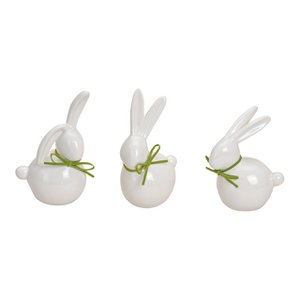 Hase in white made of ceramic, sorted triple, 11-14 cm