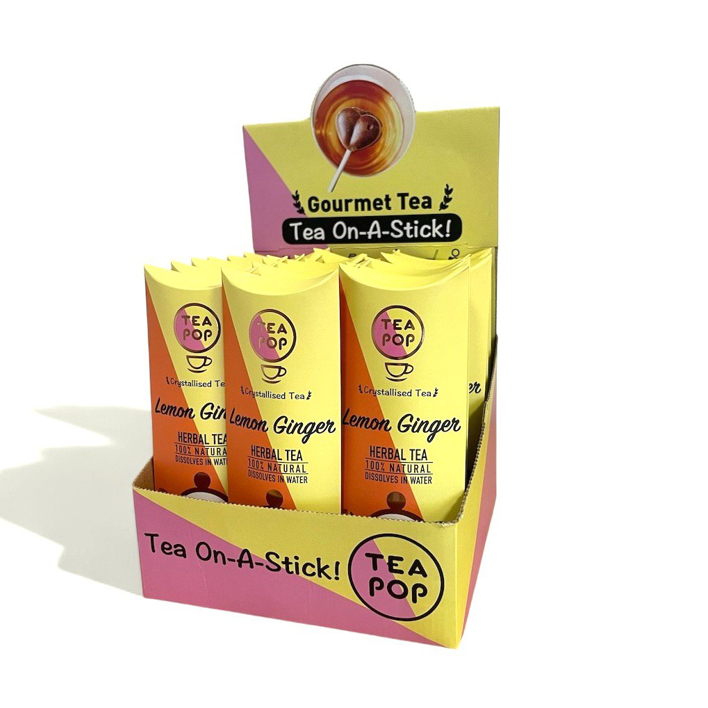 TEA-POP Thee-op-een-stokje | Citroen Gember | Displaybak met 20 stokjes