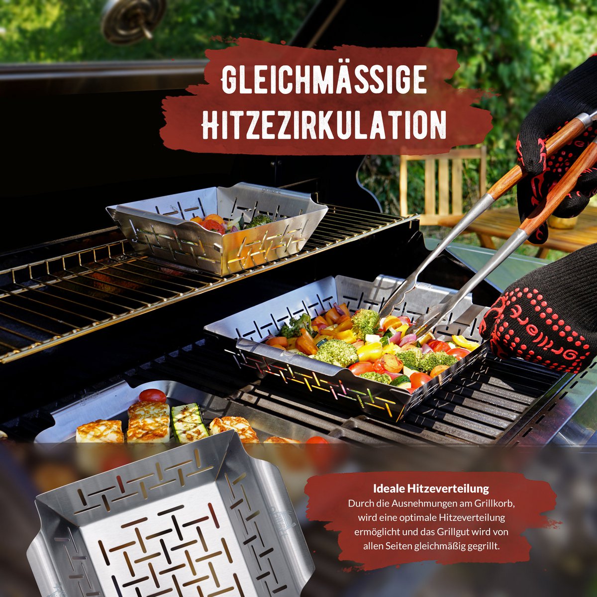 Premium grill basket and grill bowl made of high -quality stainless steel