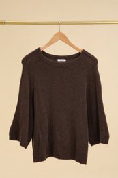 Pull col rond manches raglan 3/4 en alpaga et laine