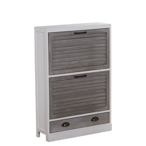 HOUTEN SCHOENENREK 2-P WIT/GRIJS 65X20X94CM, HOUT: PAULOWNIA ST50145