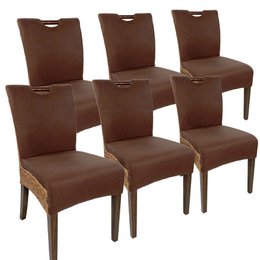 Rattan stoelen eetkamerstoelen gezet 6 stukken wintertuinstoelen bilbao gestoffeerde stoelen prairie bruin