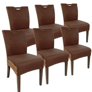 Rattan stoelen eetkamerstoelen gezet 6 stukken wintertuinstoelen bilbao gestoffeerde stoelen prairie bruin