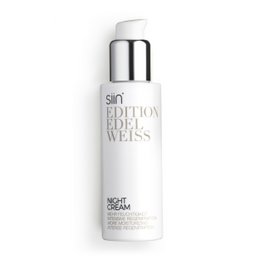 Luxurious night cream in a sleek, minimalist white bottle. Formulated with nourishing ingredients to hydrate and rejuvenate skin overnight.
