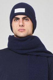Cashmere tørklæde uni marin