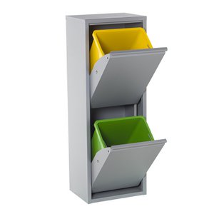 RECYCLING BIN 2 MATTE GRAY BUCKETS _34X25X92CM CU82773