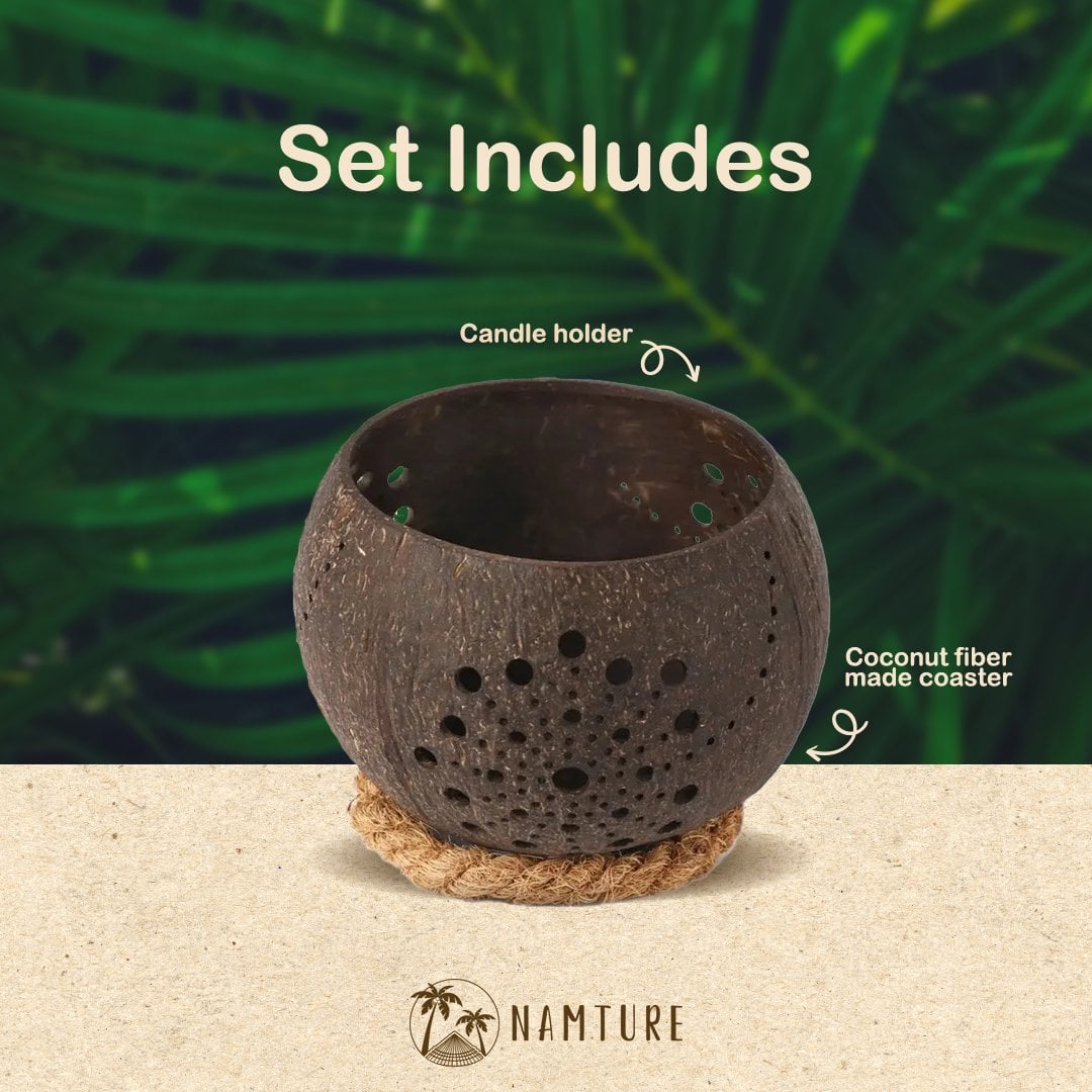 Coconut Candle Holder • Tealight • Sustainable • Sunshine