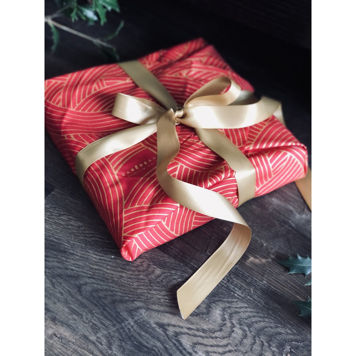 Carédeau 100% cotton French Design reusable gift wrap size M (55x55cm) : Knitting