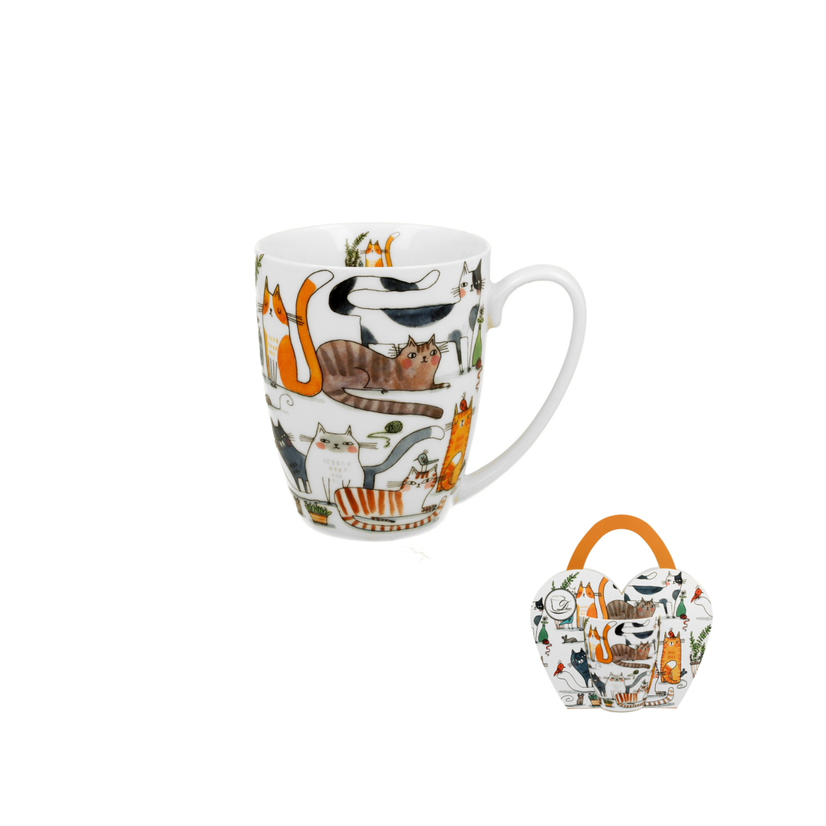 DUO CATS Mug, 350ml, LAZY CATS, Paper Sleeve gift packaging