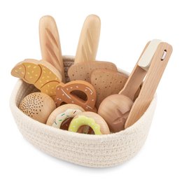 Juego de canasta de pan de madera