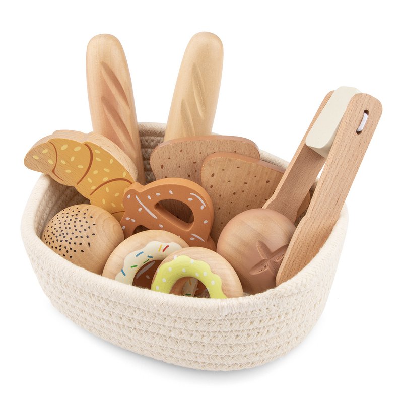 Juego de canasta de pan de madera