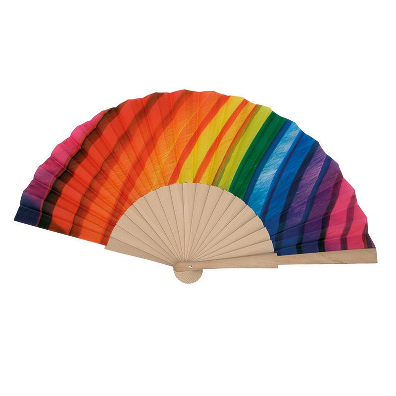 Wooden fan "Rainbow" 46x23x3cm