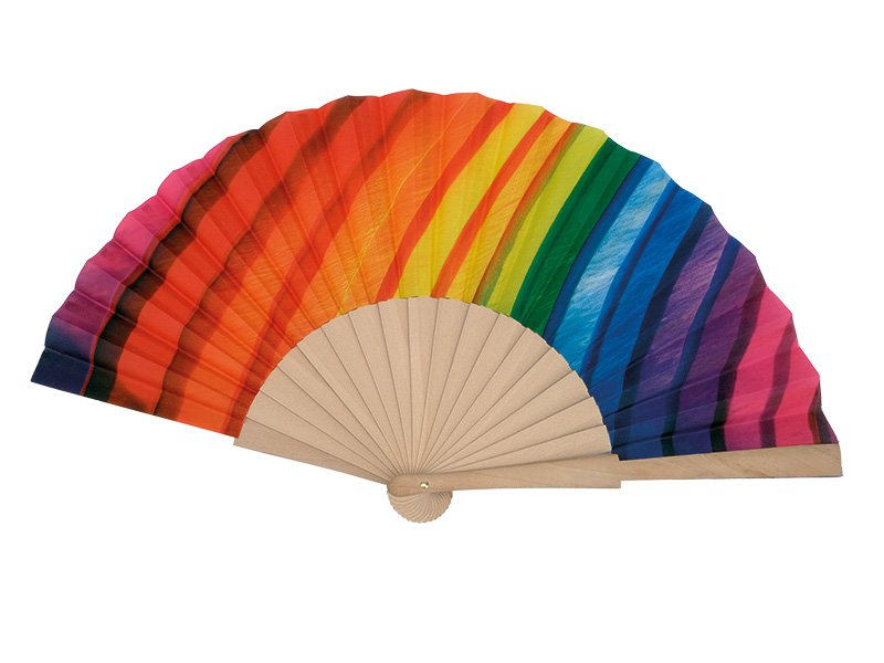 Wooden fan "Rainbow" 46x23x3cm
