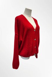 Dame cardigan - Premium kvalitet - Blød strik dyb V-hals med knapper - ALPACA/ULD - 23050