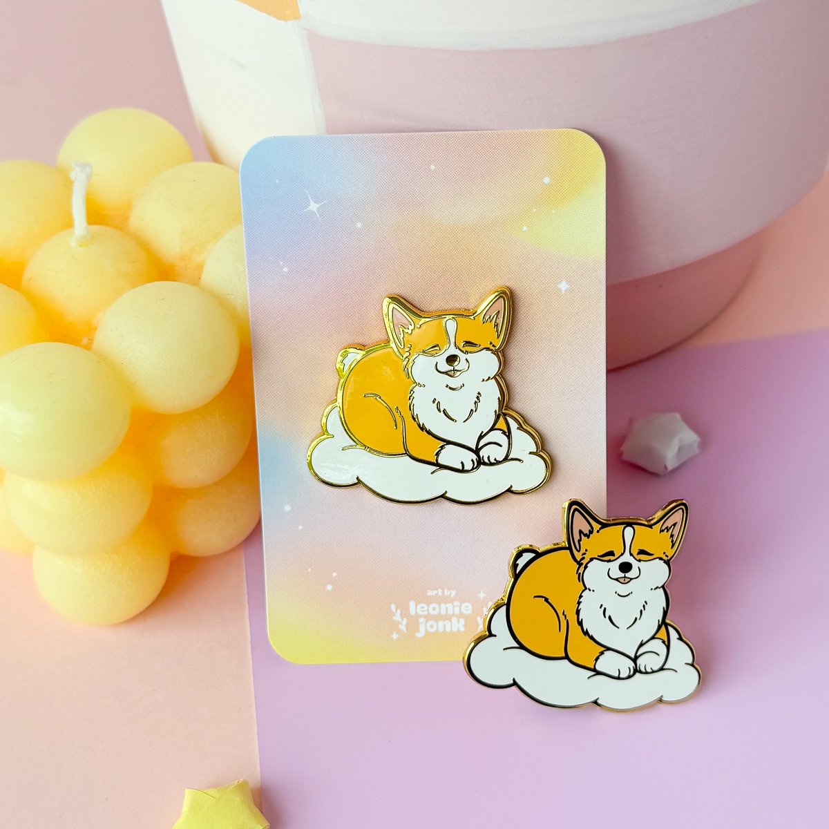 Corgi Boton | Pin de esmalte para mascotas de perro lindo | Chapado en oro | Pin de esmalte duro ? Broche