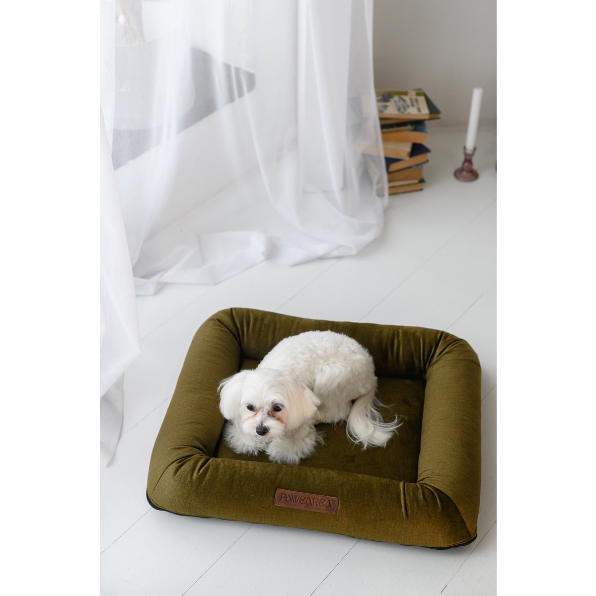 MONOLITH Samt-Hundebett mit abnehmbarer Matratze