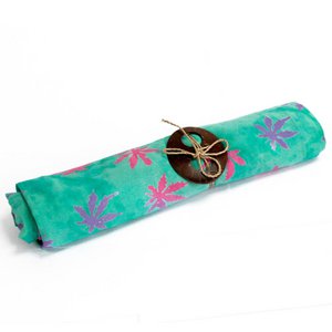 Bali-Blockdruck-Sarong – tropische Blätter (4 verschiedene Farben).