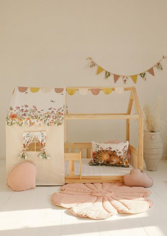 Canopy over bed in the shape of a house "Wilde flower", baby crib house, Decoration for girl's room, personalized baby houses