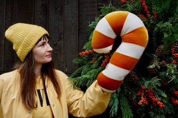 Patchworkkussen 'Gouden Lollipop'