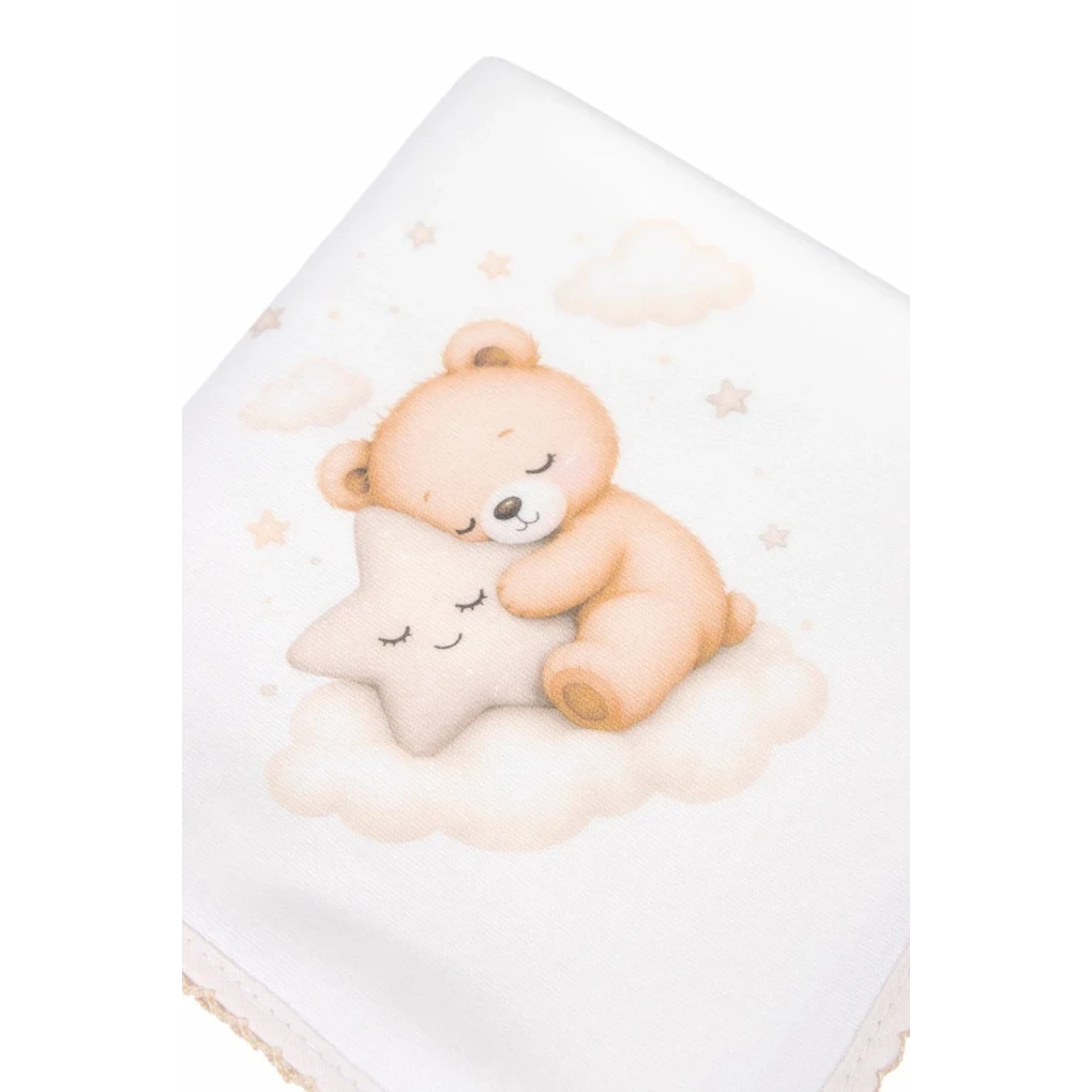 Mouchoir en mousseline pour bébé avec imprimé ours sur une étoile