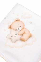 Mouchoir en mousseline pour bébé avec imprimé ours sur une étoile