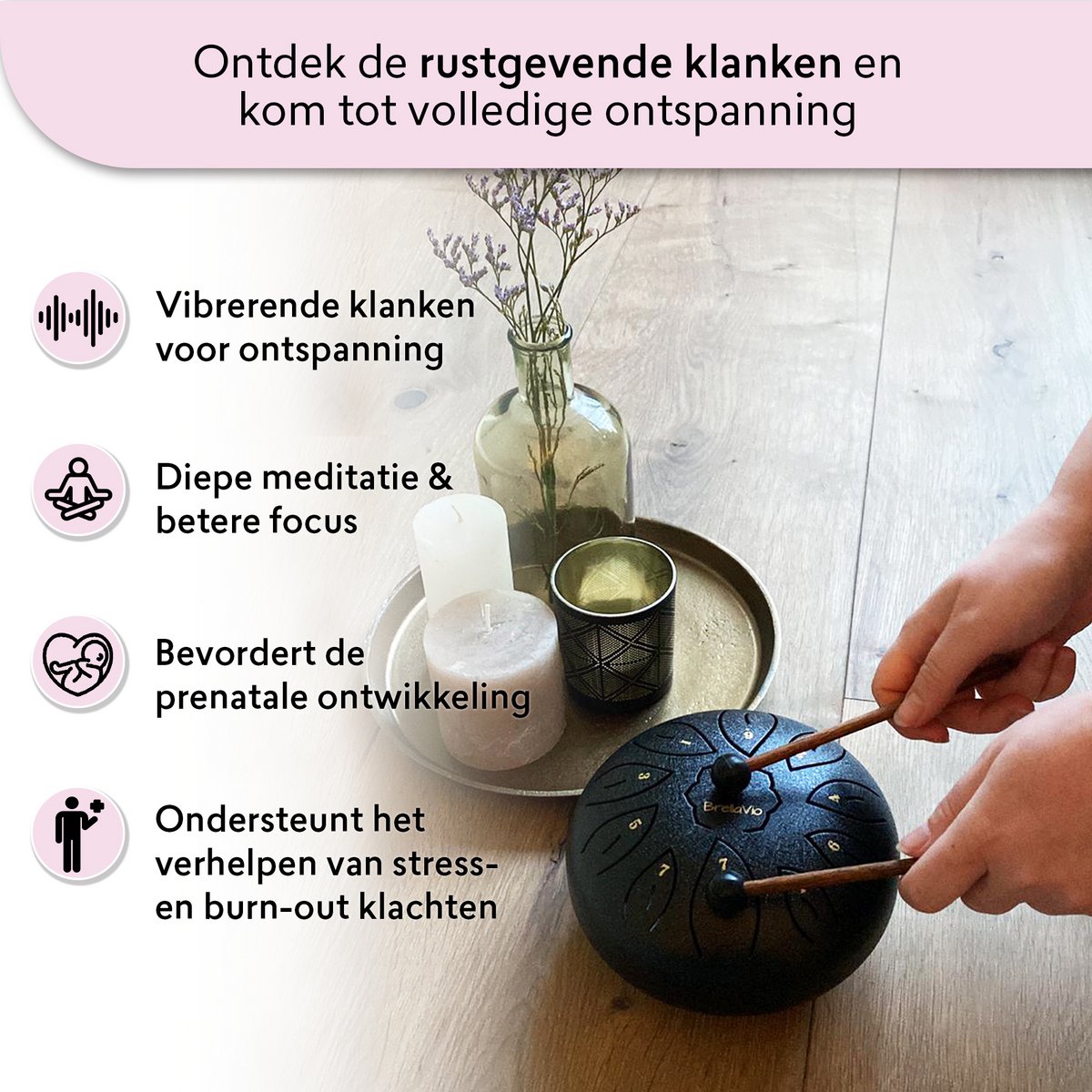BrellaVio Handpan with Lesson Book - Black - 16cm