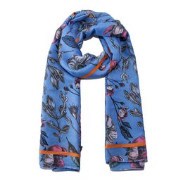  "Lavender blue satin scarf with a vibrant floral print in shades of blue, red, and orange. The scarf has a soft, flowing texture and a stylish, feminine design."

The image shows a lavender blue satin scarf with a vibrant floral print in shades of blue, red, and orange. The print features a variety of flowers and leaves, creating a lush, botanical design. The scarf has a soft, flowing texture and a stylish, feminine aesthetic that would be suitable for a variety of casual or formal occasions.