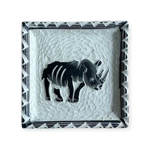 Square Bowl Rhinoceros Kisii stone Black/White C