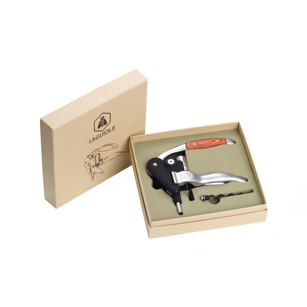 LAGUIOLE TIRE CORKSCREW PACKAGE WOOD HANDLE