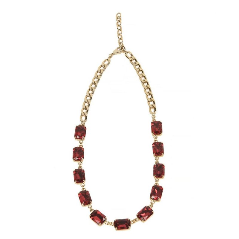 Pax Gold Plated Necklace With Ruby Crystals