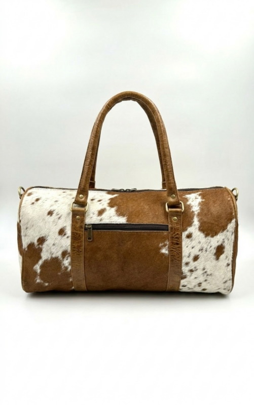 Håndlavet rejsetaske i læder og naturlig pels – Artisan 42 cm "Apex" Duffle & Unique Unisex Weekender