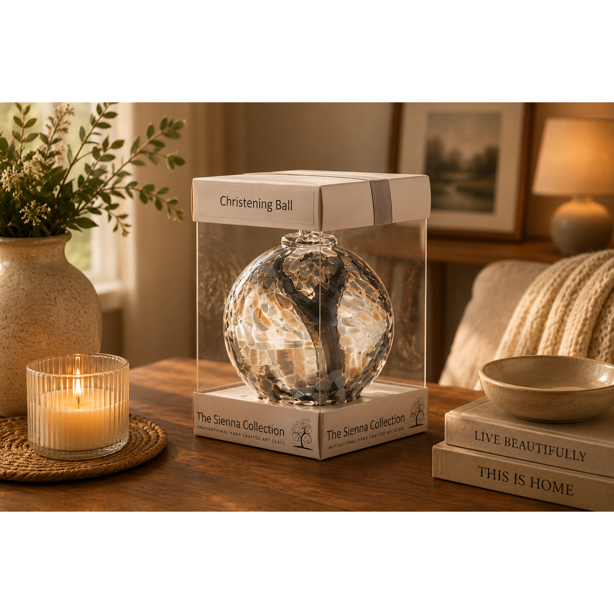 10 cm Spirit Ball - Taufe - Pastellsilber
