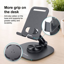 NOVOTECK Z-094 Soporte Giratorio Plegable para Teléfono - Base Metálica con Ángulo Ajustable de 360° para Smartphones y Tabletas