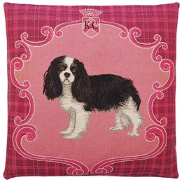 Funda de cojín Tartan Dogs Rey Carlos Rosa