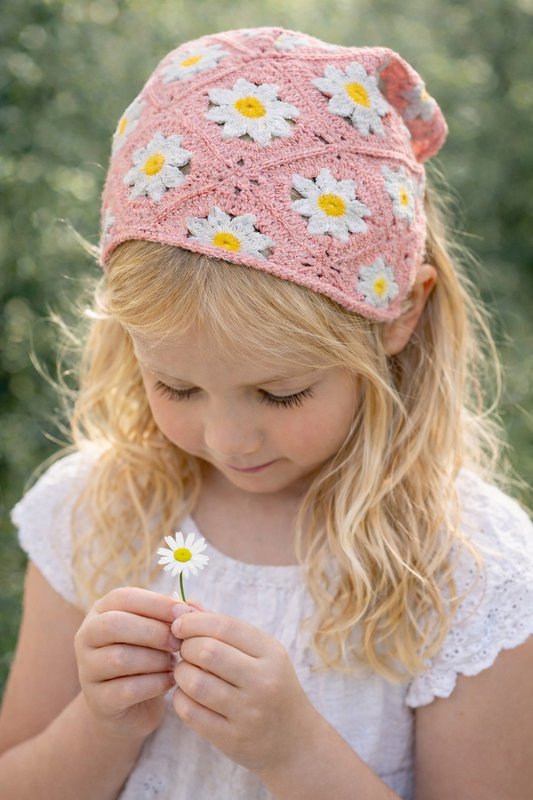 Bandana Kind 80 cm Rosa Baumwollblumen