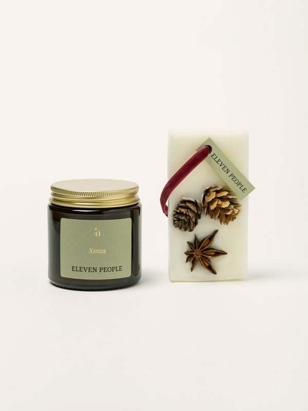Confezione regalo di Natale Candela + Deodorante per ambienti con cera per armadio