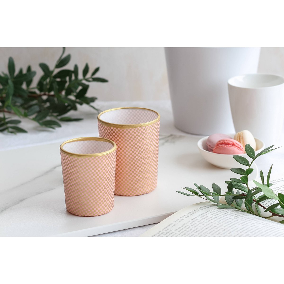 Medium Tealight Holder Made of Glass & Chiyogami Paper | Carees | Hand made