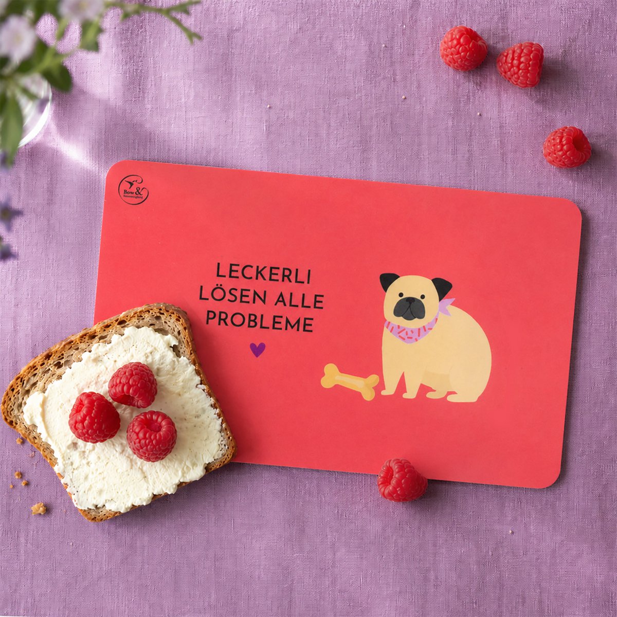 Melamin Dog Breakfast Board “Godbidder løser alle problemer”