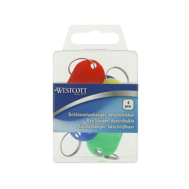 Llavero culo de Westcott. 4 uds. en caja de plástico. Con etiqueta intercambiable.