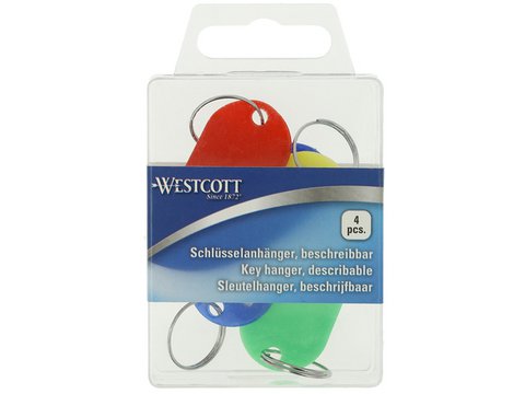 Sleutelhanger Westcott ass. 4st. in plastic box. Met verwisselbaar etiket.