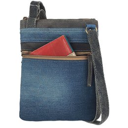 Sunsa women's small sustainable shoulder bag. Vegan shoulder bag made from recycled jeans & canvas. Handbag vintage retro style. Crossbody bag for women.