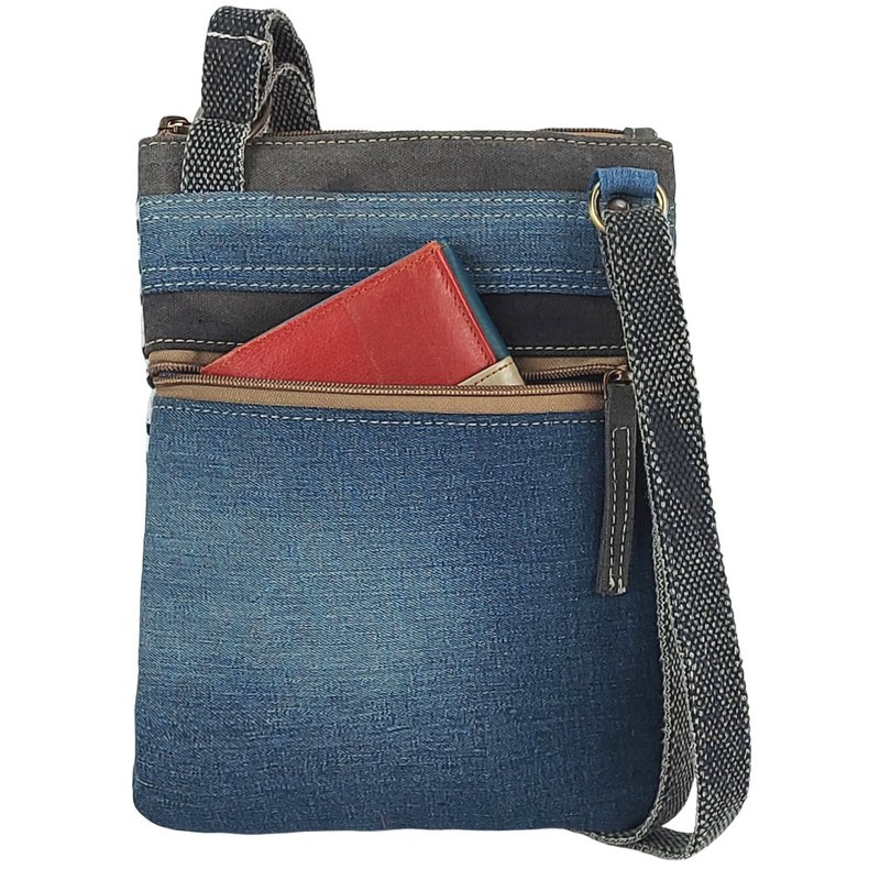 Bolso bandolera pequeño de mujer Sunsa sostenible. Bolso de hombro vegano hecho de lona y jeans reciclados. Bolso estilo retro vintage. Bolso bandolera para mujer.